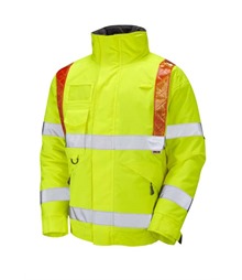 LEO WORKWEAR PORTMORE ISO 20471 Cl 3 Orange Brace Superior Bomber Jacket